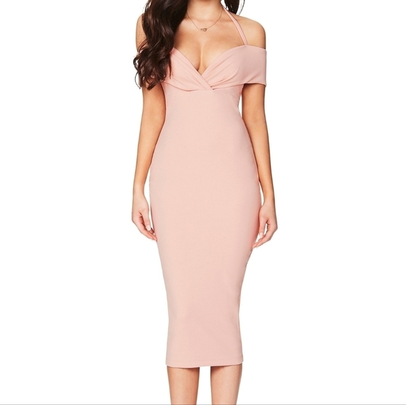 Nookie Athena Off Shoulder Midi Blush - Picture 1 of 6